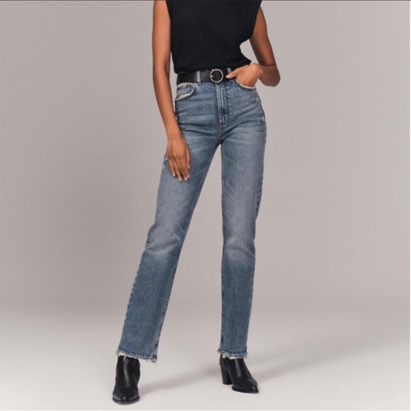Abercrombie & Fitch Women's Straight Leg Jeans - Blue - Picture 1 of 5